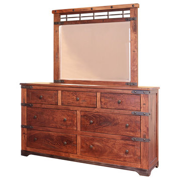 Granville Parota Sold Wood 7-Drawer Dresser With Mirror, 2-Piece Set