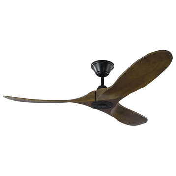 52 Inch Propeller Ceiling Fan Remote Control (3-Blade)-Matte Black Finish-Dark