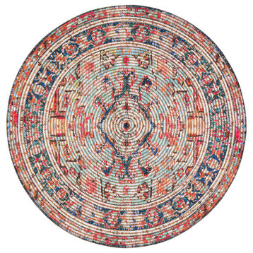 Round Chaloon Distressed Area Rug, 8' Round