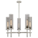 Innovations Lighting - Lincoln, 5 Light 12" Stem Chandelier, Satin Nickel, Plated Smoke Glass - The Lincoln collection makes a statement with bold and striking details. The impressive glass cylinder shade sits atop a refined metal frame that features perfectly placed knurling details. Lincoln is a gorgeous addition to traditional or restoration decor.