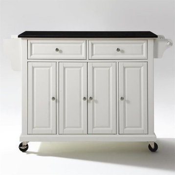 Catania Modern / Contemporary Black Granite Top Kitchen Cart in White