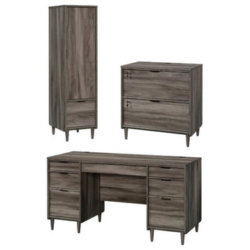 Home Square 3-Piece Set with Desk & Lateral File Cabinet & Storage Cabinet