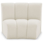 Meridian Furniture - Infinity Boucle Fabric Upholstered Modular Chair, Cream - Mix and match this Infinity boucle fabric modular chair with other items in the Infinity collection to find the best possible seating solution for your gang. Rich cream boucle fabric feels welcoming and soft to the skin, so you stay seated comfortably for the big game or while watching your favorite programs. Deep channel tufting adds to the longevity and durability of this modular chair while giving it texture.