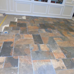 slate look tile random size pattern - Flooring