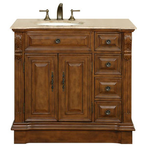 38 Inch Brown Bathroom Vanity With, 38 Inch Bathroom Vanity Top With Sink