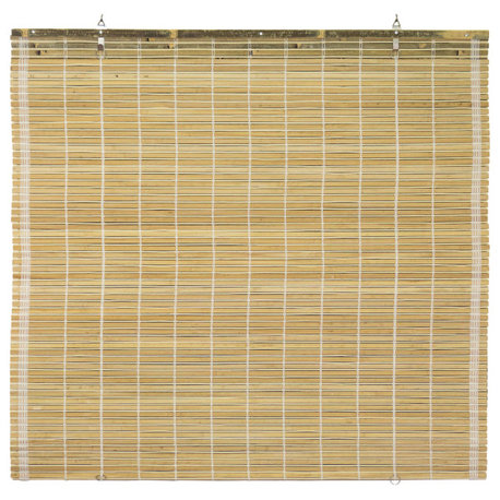 Burnt Bamboo Cordless Window Shade, Natural, 48" W