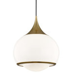 Hudson Valley Lighting - Reese 1-Light Large Pendant, Aged Brass - With a shade encompassing another shade within it, Reese spins a glossy beauty. The metal rim on the outer shade and the peeking-out inner shade are a couple details contributing to its elegance.