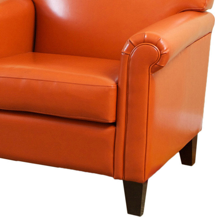 GDF Studio Canton Orange Leather Club Chair