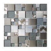 Modern Cobble Stainless Steel With Silver Glass Tile, Sample