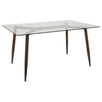Lumisource Clara Dining Table In Walnut And Clear Finish DT-CLRA WL+CL