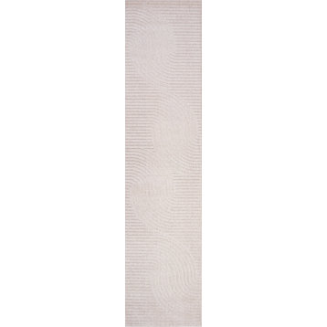 Skagen Minimalist Curve Geometric Runner Rug, Ivory/Cream, 2 X 8