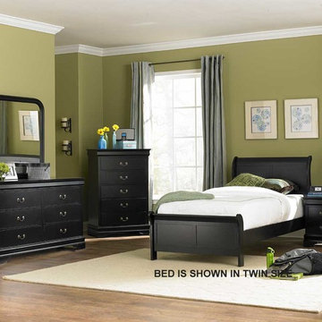 Marianne Kids Black 5 PC Bedroom Set (Bed, Nightstand, Dresser, Mirror and Chest