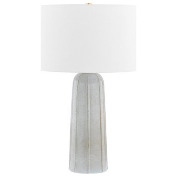 Mitzi Kel 1-Light Table Lamp, Brass/Ceramic Ash/White, HL822201-AGB-CRA