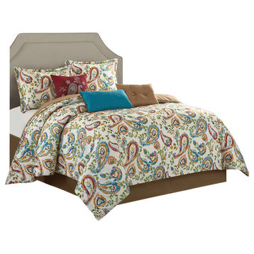 Autumn Paisley 7-Piece Comforter Set, Multi-color, California King
