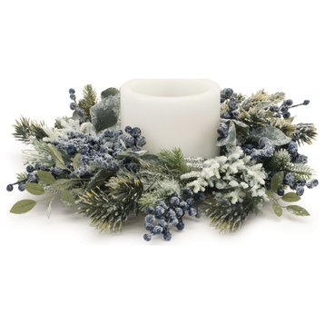 Frosted Blueberry Pine Candle Ring 18"D