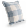 20" X 20" Light Blue And Ivory Polyester Plaid Zippered Pillow
