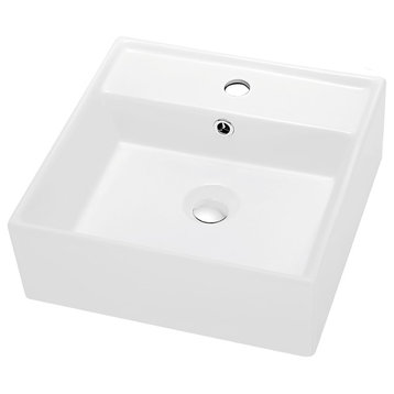 Dawn Vessel Above-Counter Square Ceramic Art Basin with Single Hole for Faucet