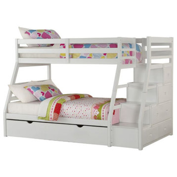 ACME Jason Twin/Full Bunk Bed 
w/Storage Ladder & Trundle, White (1Set/4Ctn)