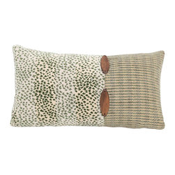 DECORATIVE PILLOWS MIAMI - Wood Detailed Cheetah Print Lumbar Pillow, 18.5"x11" - Decorative Pillows
