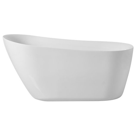 Elegant BT10859GW 59"Soaking Single Slipper Bathtub, Glossy White