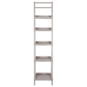 Elton Leaning 5 Tier Etagere/Bookcase, Gray