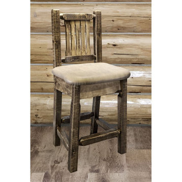 Montana Woodworks Homestead 24" Counter Height Wood Barstool with Back in Brown