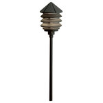 Kichler - Kichler Six Groove 1-Light 12V Path and Spread Light, Text Black, Clear - Three Tier - Louvers direct tiers of light downwards for well-shielded, dramatic lighting. Blends nicely with shrubs or flowers along a pathway. Available in stem or deck mount or as a bollard.