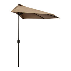 Trademark Innovations - 9' Tan Patio Half Umbrella - Outdoor Umbrellas