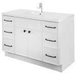 Cutler Kitchen and Bath - Manhattan Vanity, 1-Door 3-Drawer, White, 48", Single Bowl - Make a big impression with the Manhattan Collection. Available in white, black and navy blue, this collection will give your bathroom a bold new look that will never go out of style. With plenty of storage and tons of character, the Manhattan Collection is the perfect addition to your home