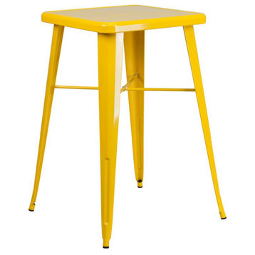 Flash Furniture 23.75" Square Yellow Metal Indoor, Outdoor Bar H Table