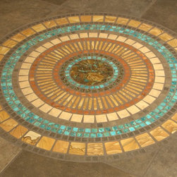 Custom Floor Mosaic Featuring Our Mosaic Turquoise, Apple Coral & Boulder Tur - Wall And Floor Tile