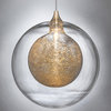 Kadur Pendant, Clear With Gold Drizzle, Hand Blown Glass, 4", Canopy: 6" Round