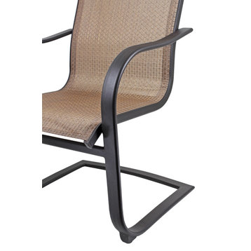 Master Patio Bellevue Metal Spring Dining Patio Chair, Brown, Pack of 2
