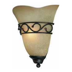 Wall Sconce, Bronze L.Amber Glass Shade, E12 Type B 60W
