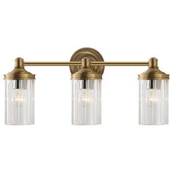 Ava Wall Sconce, 3-Light, Hand-Rubbed Antique Brass, Crystal, 9.25"H