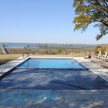 Coral Travertine, Undertrack, Automatic Pool Cover