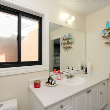 Black Window in Stylish Bathroom - Renewal by Andersen Greater Toronto & Ottawa