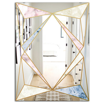 Designart Marbled Diamond 2 Midcentury Modern Wall Mirror, 28x40