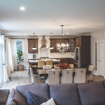View of the kitchen and dining area from the living room