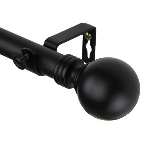 Globe Curtain Rod, Black, 120"-170"