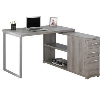 Computer Desk Home Office Corner L Shape Work Laptop Metal Brown