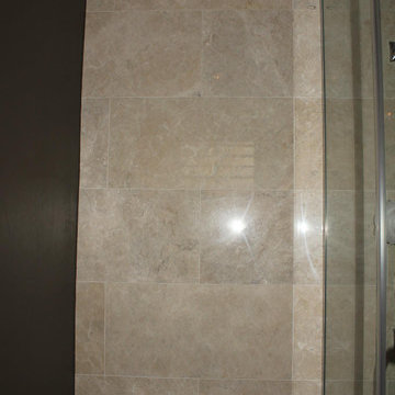 Small Ensuite Bathroom from Original builders pinks and whites to DECADENCE