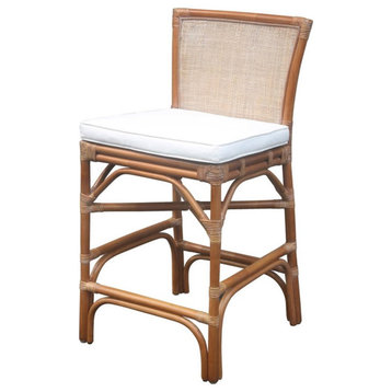 New Pacific Direct Tatum 27.5" Rattan Counter Stool in Canary Brown (set of 2)