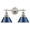 Golden Lighting Orwell 2-Light Bath Vanity, Pewter, Navy Blue