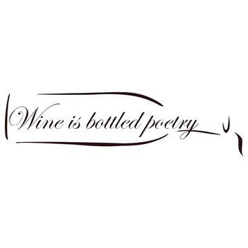 Decal Vinyl Wall Sticker Wine Is Bottled Poetry Quote, Burgundy