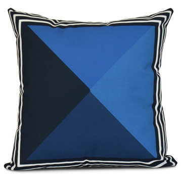 Nautical Angles, Geometric Print Outdoor Pillow, Navy Blue, 20"x20"
