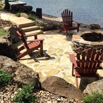 Patios with fire pits and steps