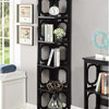 Scranton & Co Five-Shelf Modern Wood Corner Bookcase in Black