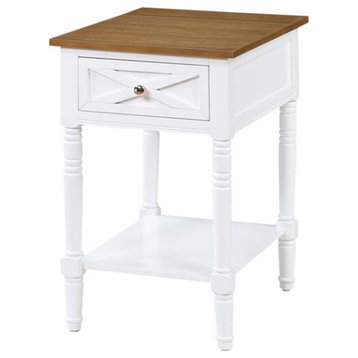 Country Oxford 1 Drawer End Table With Charging Station And Shelf