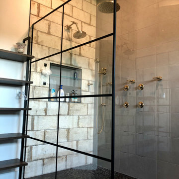 Custom Black Grid Shower Glass